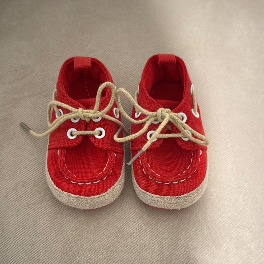 Red Canvas Infant Shoes